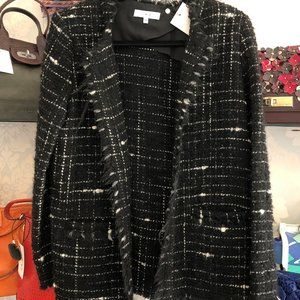 IRO Black & White Tweed Unfinished Edge Jacket